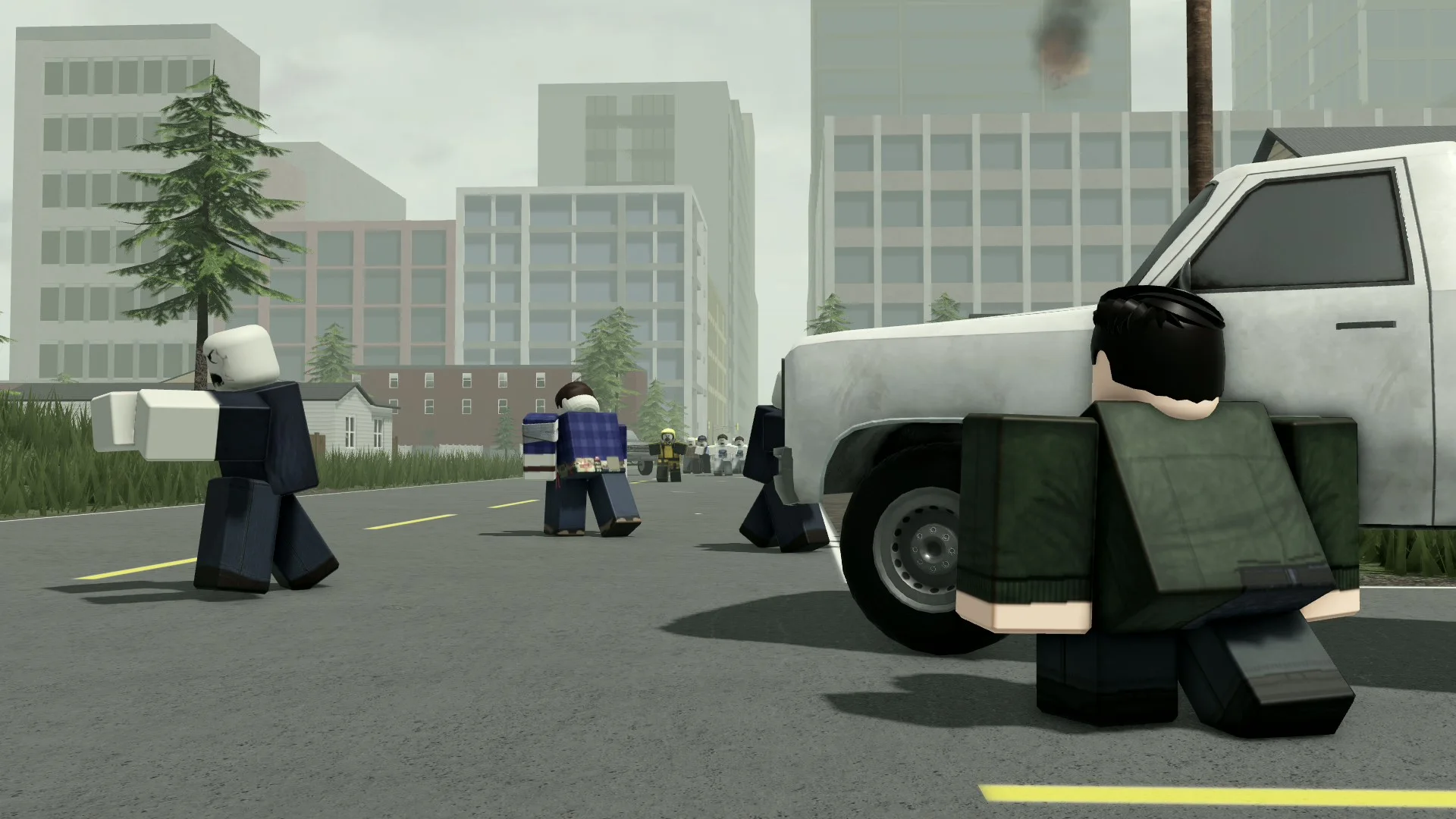 Survivors on a street in Infected Lands